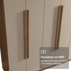 Guarda-Roupa Casal 6 Portas Batentes Rustic/Crema/Rustic Venus Madesa