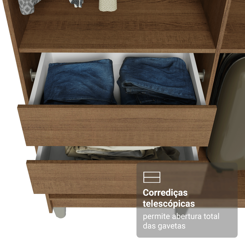 Guarda-Roupa Closet com Pés 4 Gavetas 216cm Rustic Venus Madesa