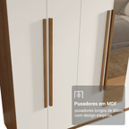 Guarda-Roupa Casal 8 Portas Batentes com Espelho Rustic/Branco/Rustic Venus Madesa