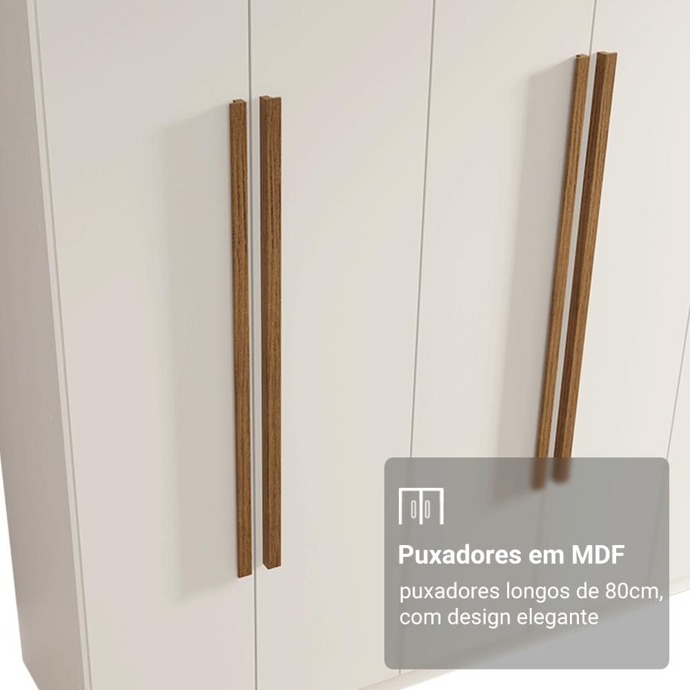 Guarda-Roupa Casal 8 Portas Batentes Branco/Branco/Rustic Venus Madesa
