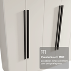 Guarda-Roupa Casal 8 Portas Batentes Branco/Branco/Preto Venus Madesa