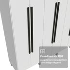 Guarda-Roupa Casal com Pés 8 Portas Batentes Branco/Branco/Preto Venus Madesa