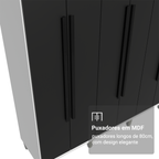 Guarda-Roupa Casal com Pés 8 Portas Batentes Branco/Preto/Preto Venus Madesa