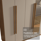 Guarda-Roupa Casal 8 Portas Batentes com Espelho Rustic/Crema/Rustic Venus Madesa