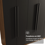 Guarda-Roupa Casal 8 Portas Batentes Rustic/Preto/Preto Venus Madesa
