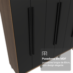 Guarda-Roupa Casal com Pés 8 Portas Batentes Rustic/Preto/Preto Venus Madesa