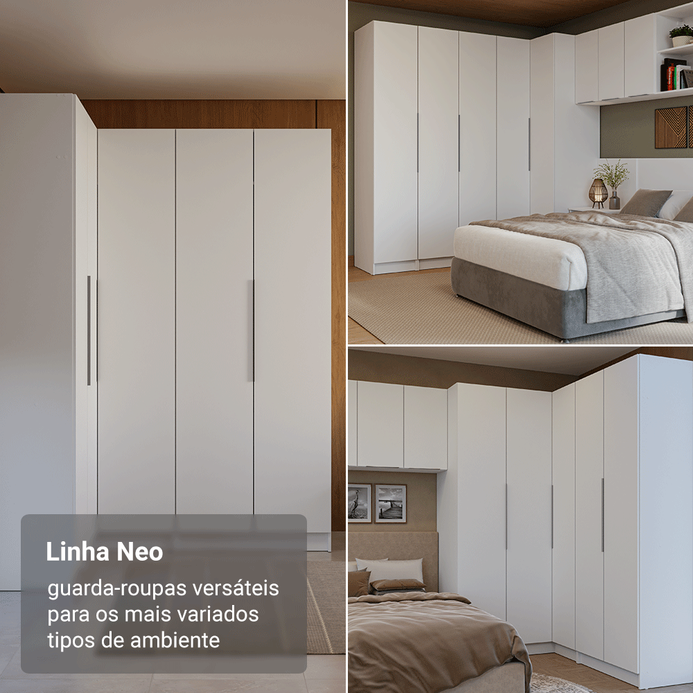 Guarda-Roupa Modulado 1 Porta 5 Nichos Branco Neo Madesa
