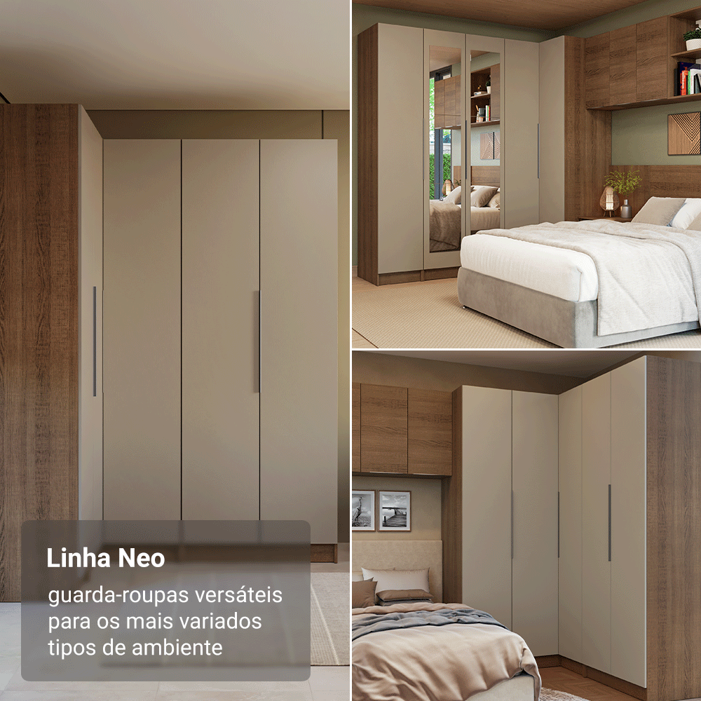 Guarda-Roupa Modulado 1 Porta 5 Nichos Rustic/Crema Neo Madesa