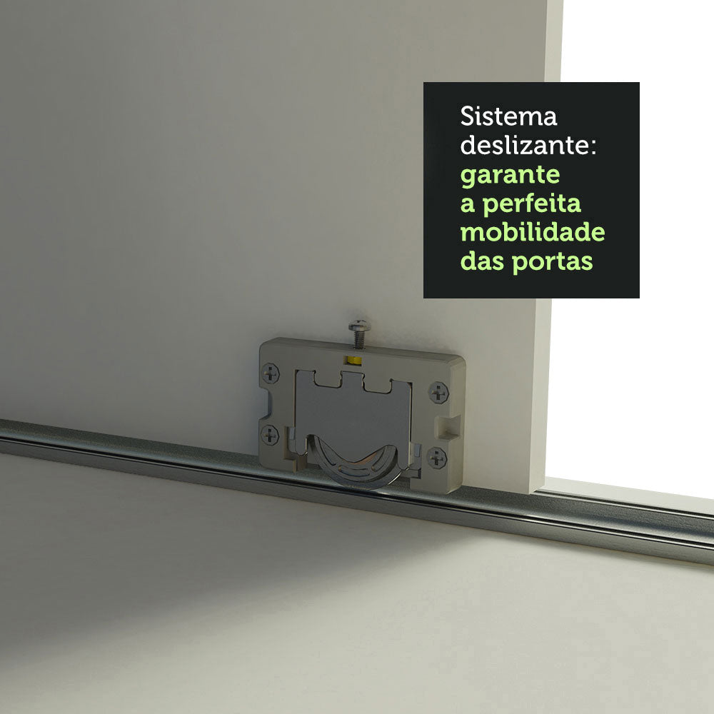 Guarda-Roupa Casal Madesa Istambul 3 Portas de Correr com Espelhos 3 Gavetas Branco