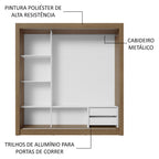 Guarda-Roupa Casal 3 Portas de Correr com Espelhos 2 Gavetas Rustic Sublime Madesa