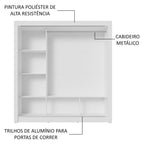 Guarda-Roupa Casal 3 Portas de Correr Branco/Preto Nobre Madesa