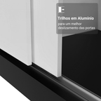 Guarda-Roupa Casal 3 Portas de Correr com Espelhos Preto/Branco Nobre Madesa