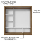 Guarda-Roupa Casal 3 Portas de Correr com Espelho Rustic/Preto Nobre Madesa