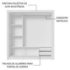 Guarda-Roupa Casal 3 Portas de Correr com Espelhos 2 Gavetas Branco/Rustic Sublime Madesa
