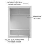 Guarda-Roupa Solteiro 2 Portas de Correr Branco/Preto Milano Madesa