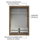 Guarda-Roupa Solteiro 2 Portas de Correr 4 Gavetas Rustic/Preto Vivare Plus Madesa