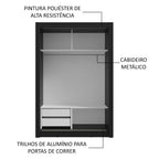 Guarda-Roupa Solteiro 2 Portas de Correr 2 Gavetas Preto/Rustic Vivare Madesa