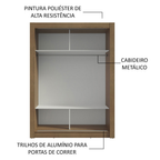 Guarda-Roupa Solteiro 2 Portas de Correr Rustic/Cinza Milano Madesa