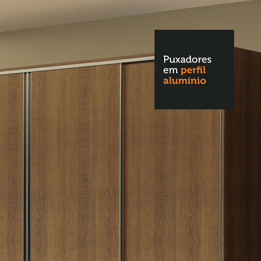 Guarda-Roupa Casal Madesa Apolo 4 Portas de Correr Rustic