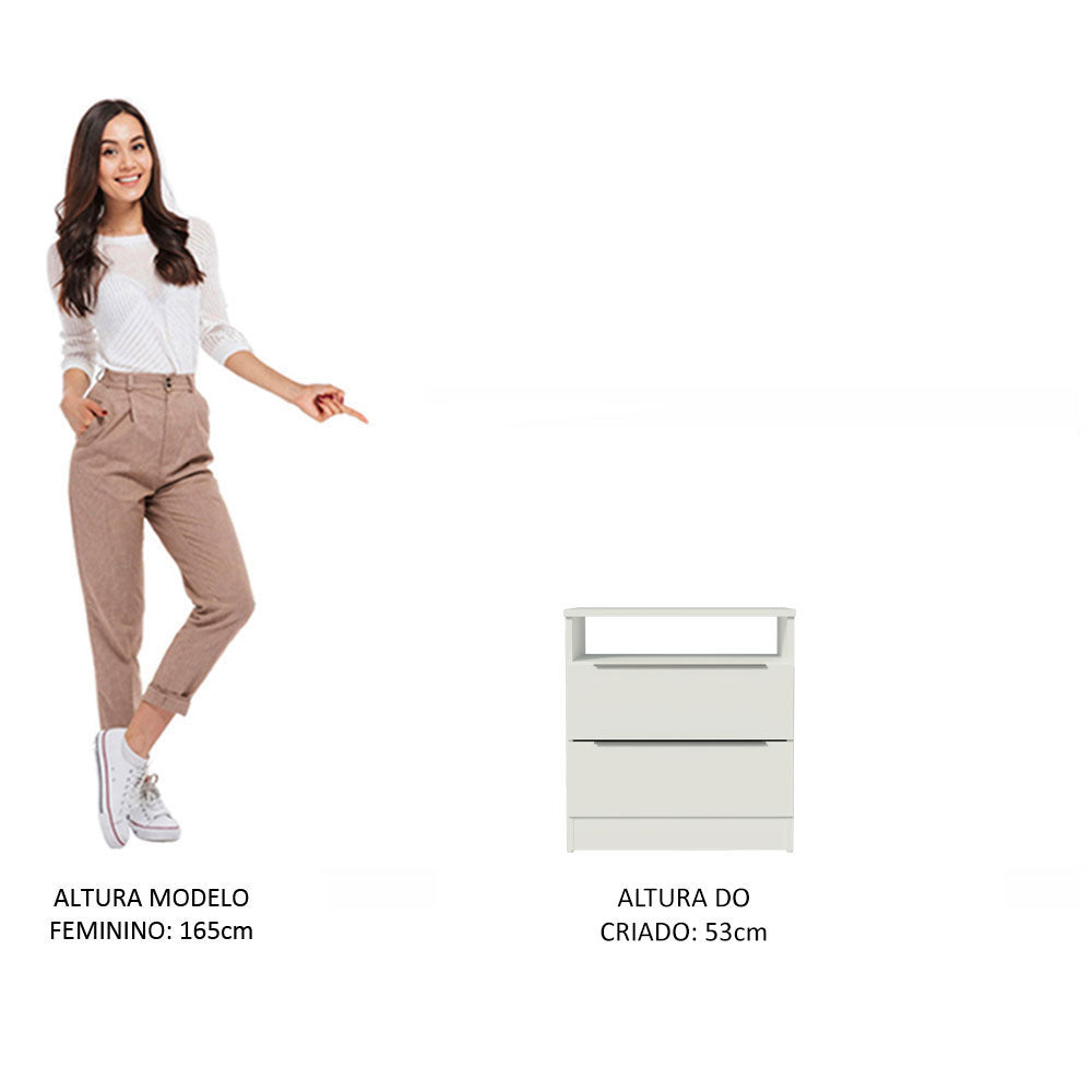 Mesa de Cabeceira Madesa 3227 com 2 Gavetas Branco