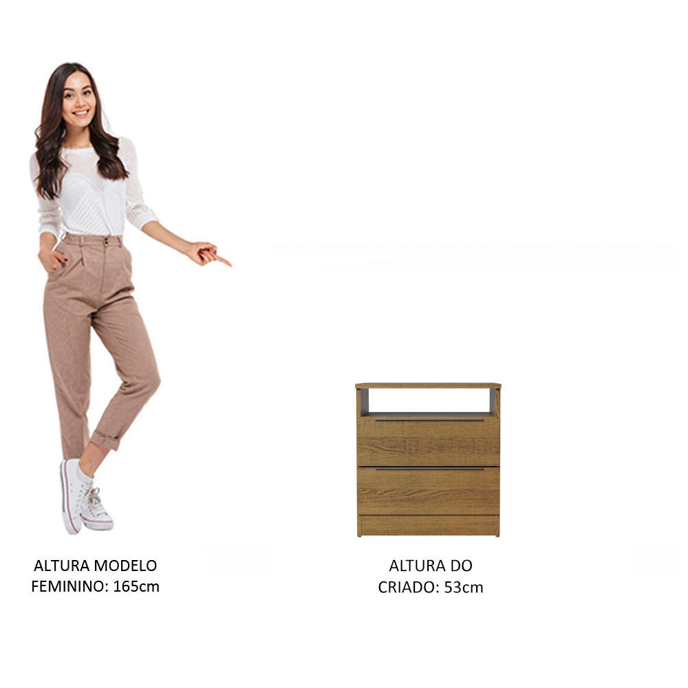 Mesa de Cabeceira Madesa 3227 com 2 Gavetas Rustic