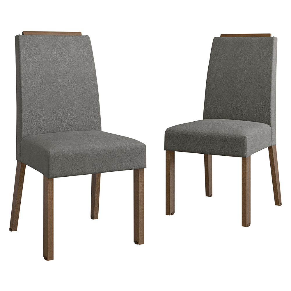 Kit 2 Cadeiras de Jantar 4255 com Espaldar Rustic/Silver Madesa