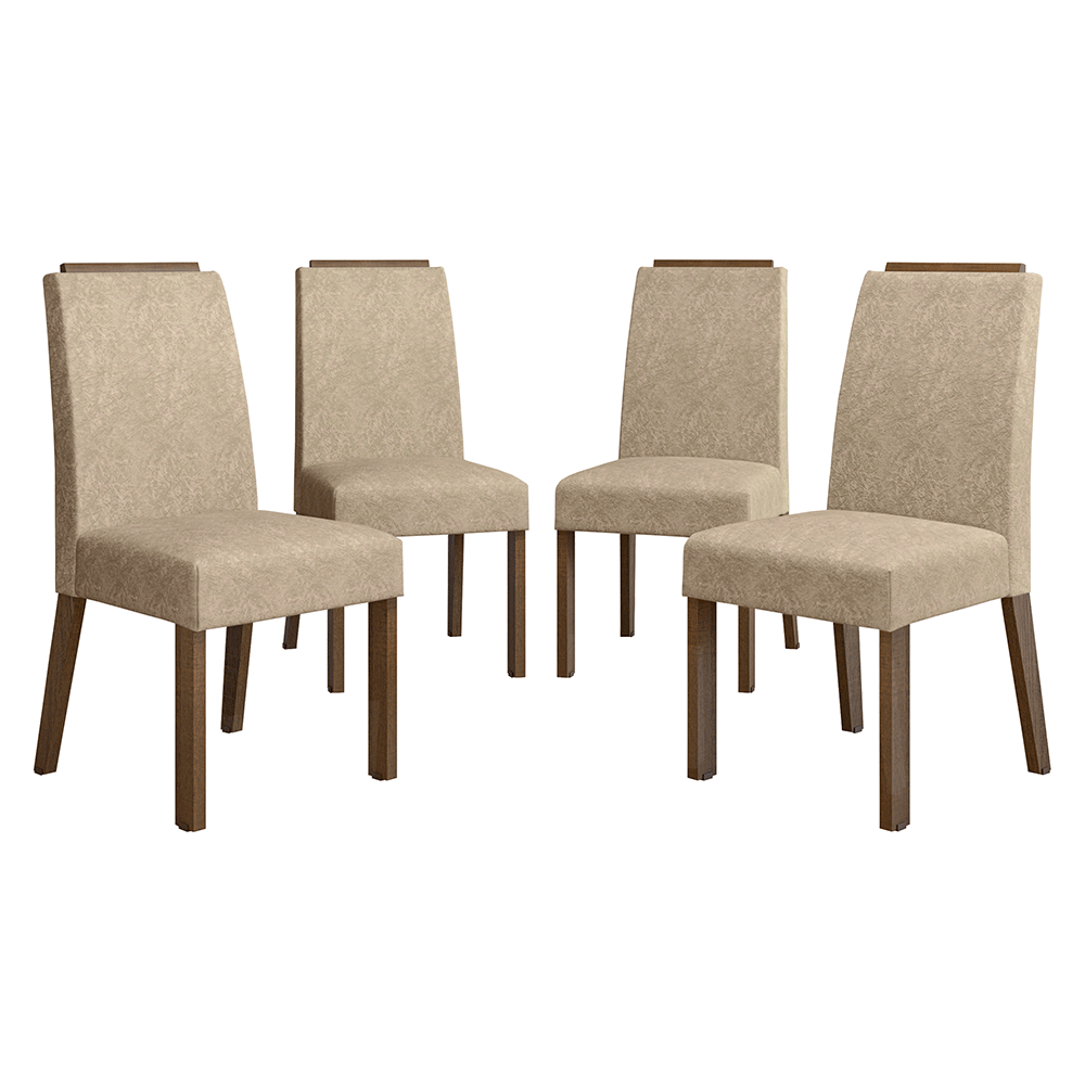 Kit 4 Cadeiras de Jantar 4255 com Espaldar Rustic/Imperial Madesa