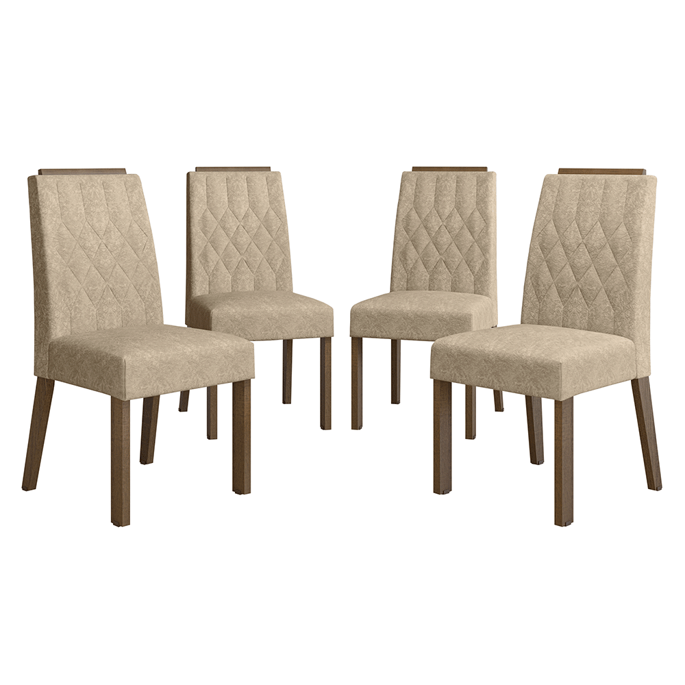 Kit 4 Cadeiras de Jantar 4256 com Espaldar Rustic/Imperial Madesa