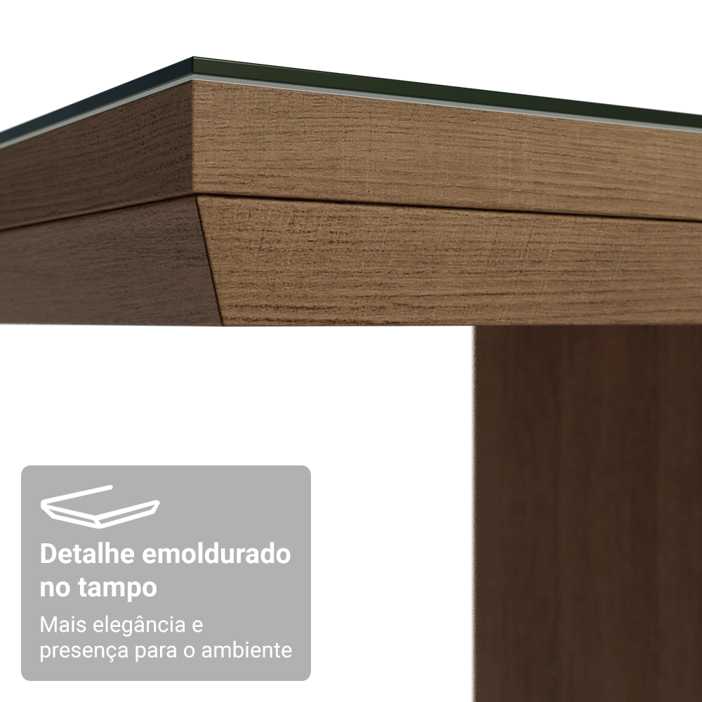 Mesa de Jantar Retangular Tampo com Moldura e Vidro Sobreposto Rustic 5275 Madesa
