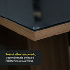 Mesa de Jantar Madesa Quadrada Tampo de Vidro 5363 Rustic/Preto