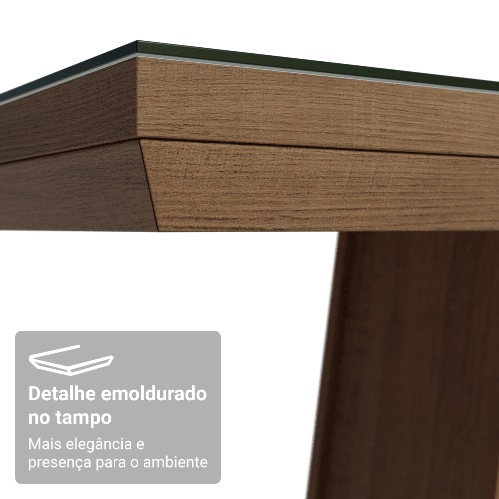 Mesa de Jantar Retangular Tampo com Moldura e Vidro Sobreposto Rustic 5364 Madesa