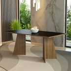 Mesa de Jantar Retangular com Tampo de Madeira Rustic/Preto 5388 Madesa