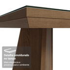 Mesa de Jantar Retangular Tampo com Moldura e Vidro Sobreposto Rustic 5389 Madesa