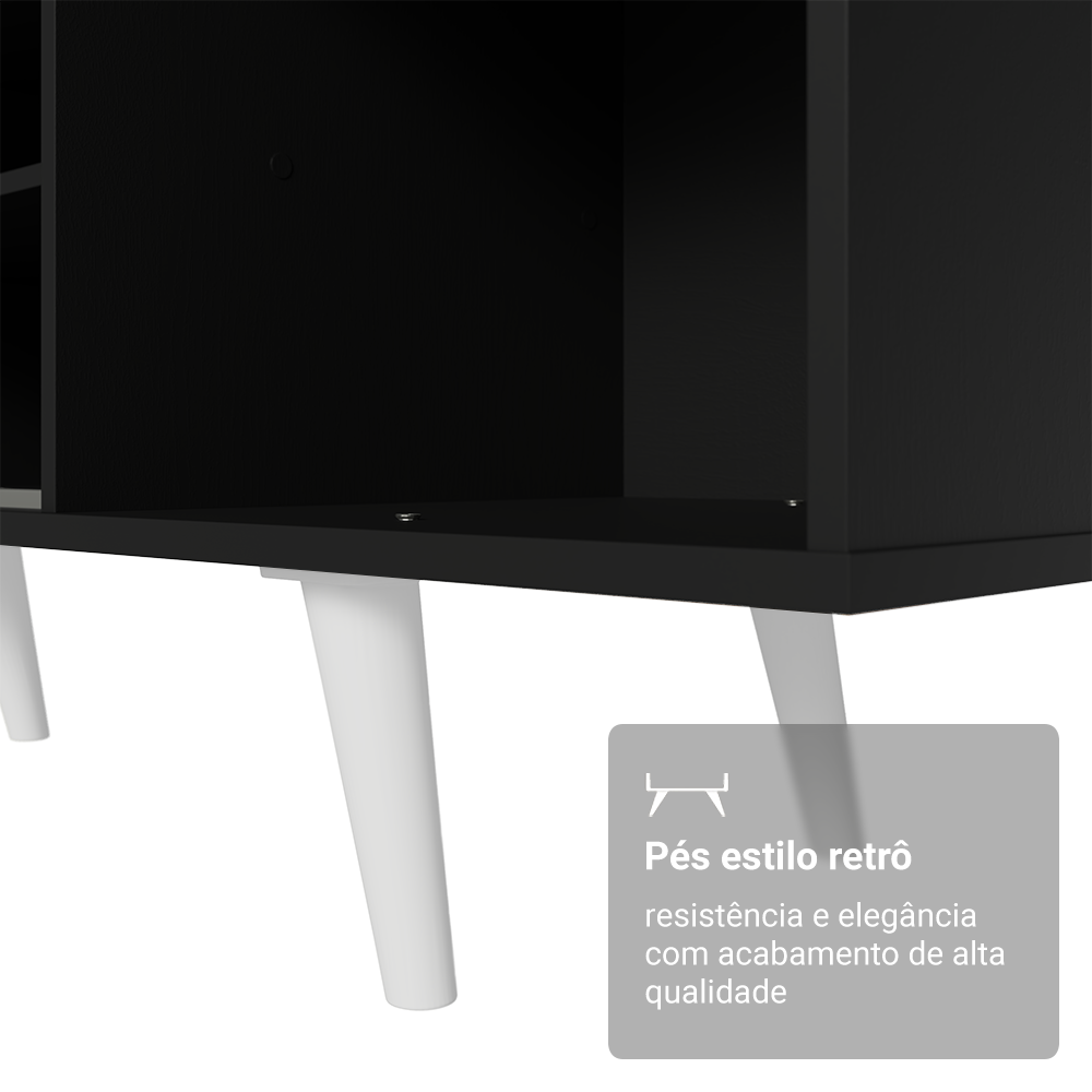 Rack Madesa Dubai para TV até 65 Polegadas com Pés Preto/Branco 7709