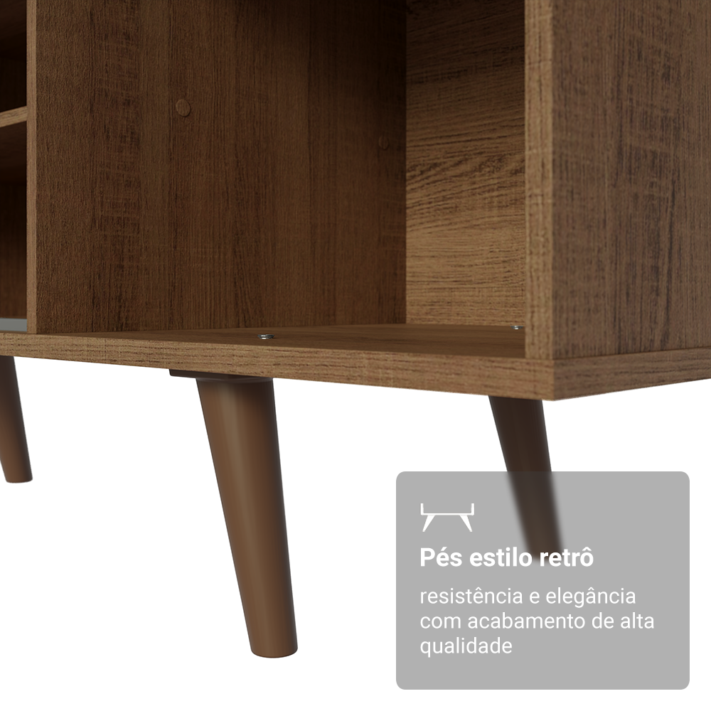 Rack Madesa Dubai para TV até 65 Polegadas com Pés Rustic/Preto 7K5Z