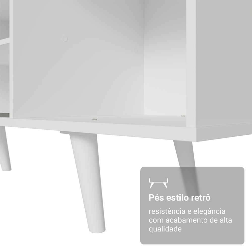 Rack Madesa Dubai para TV até 65 Polegadas com Pés Branco/Rustic 9B09