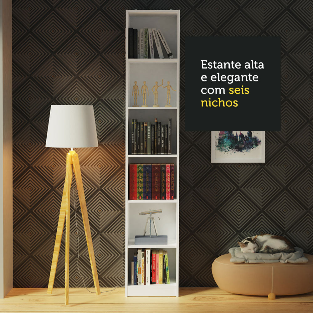 Estante Livreiro Madesa 6906 com 6 Nichos Branco
