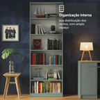 Estante Livreiro Madesa 6908 com 6 Nichos Cinza