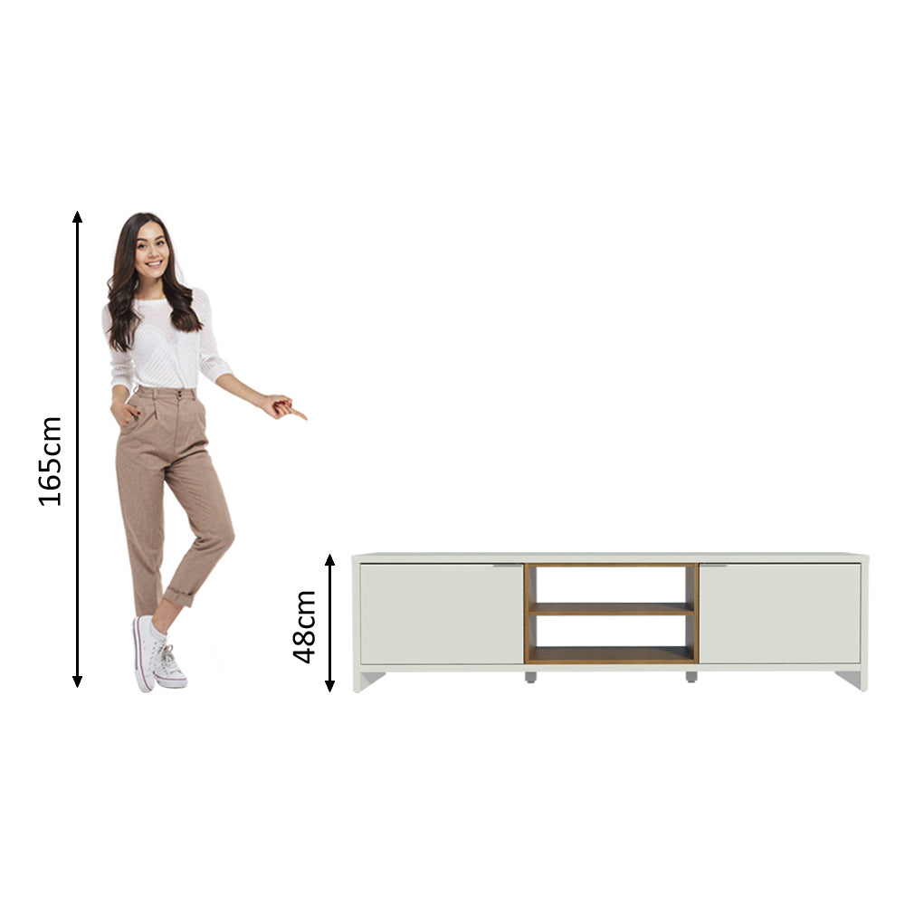 Rack para TV até 75 Polegadas Madesa Metz 180 cm 2 Portas Branco/Rustic