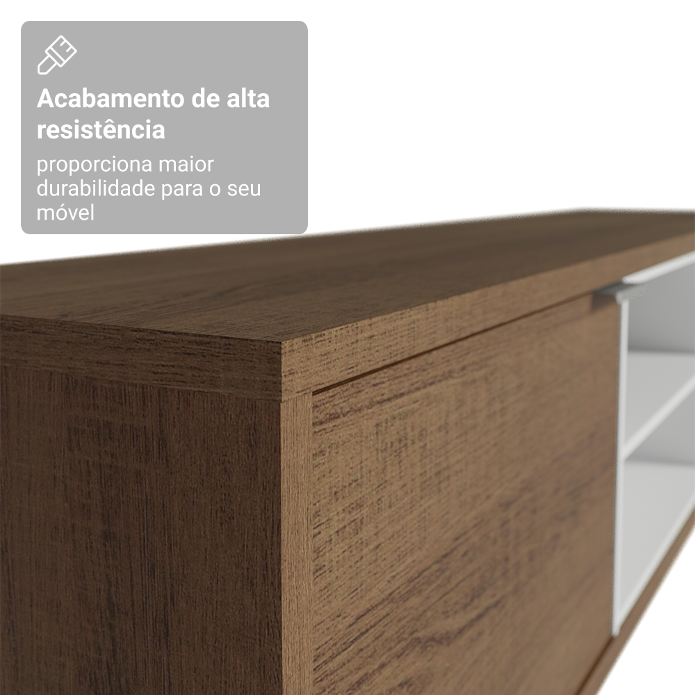 Rack para TV até 75 Polegadas Madesa Metz 180 cm 2 Portas Rustic/Branco