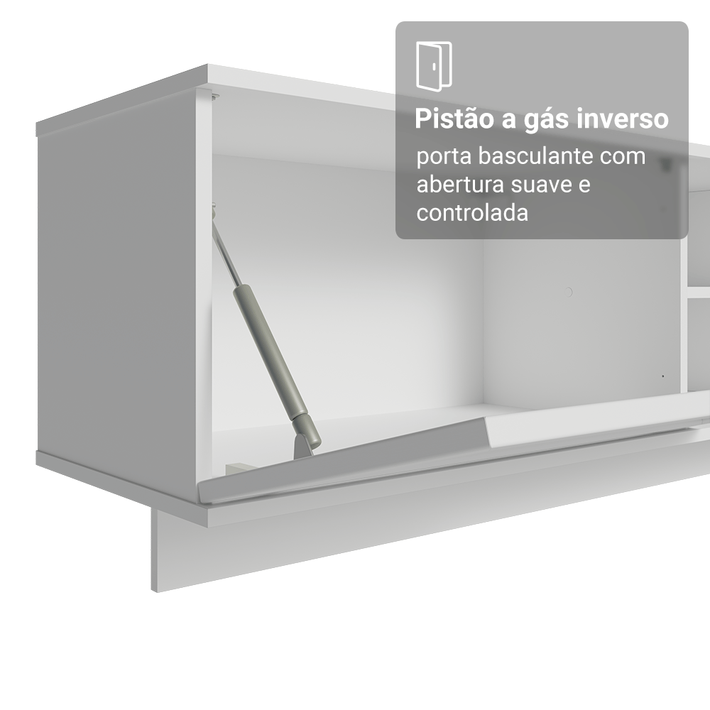Rack Suspenso para TV até 80 Polegadas 218 cm 2 Portas Branco Vik Madesa