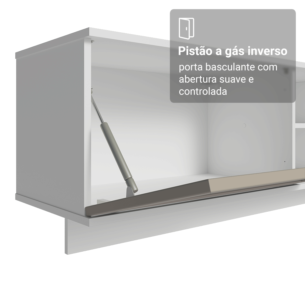 Rack Suspenso para TV até 80 Polegadas 218 cm 2 Portas Branco/Crema Vik Madesa