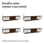Rack Suspenso para TV até 80 Polegadas 218 cm 2 Portas Rustic/Branco Glamy Madesa