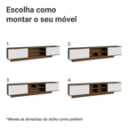 Rack Suspenso para TV até 80 Polegadas 218 cm 2 Portas Rustic/Branco Stella Madesa