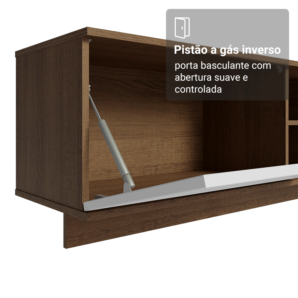 Rack Suspenso para TV até 80 Polegadas 218 cm 2 Portas Rustic/Branco Vik Madesa