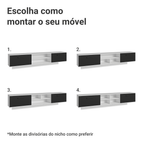 Rack Suspenso para TV até 80 Polegadas 218 cm 2 Portas Branco/Preto Agata Madesa