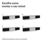 Rack Suspenso para TV até 80 Polegadas 218 cm 2 Portas Branco/Preto Glamy Madesa