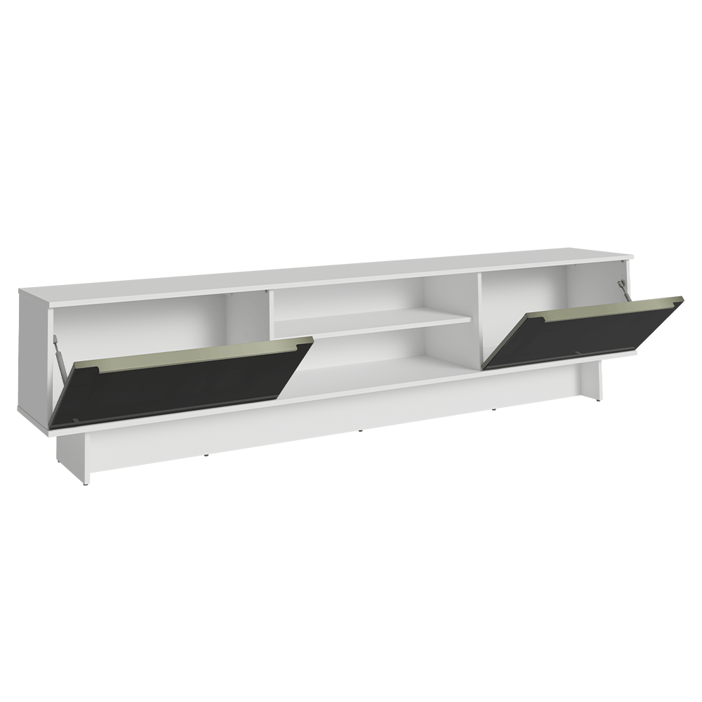Rack para TV até 80 Polegadas 218 cm 2 Portas Branco/Preto Lux Madesa