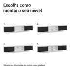 Rack Suspenso para TV até 80 Polegadas 218 cm 2 Portas Branco/Preto Lux Madesa