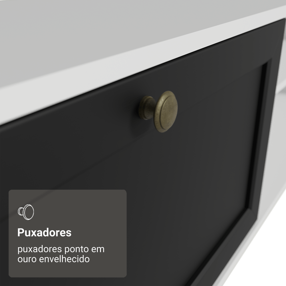 Rack Suspenso para TV até 80 Polegadas 218 cm 2 Portas Branco/Preto Vik Madesa